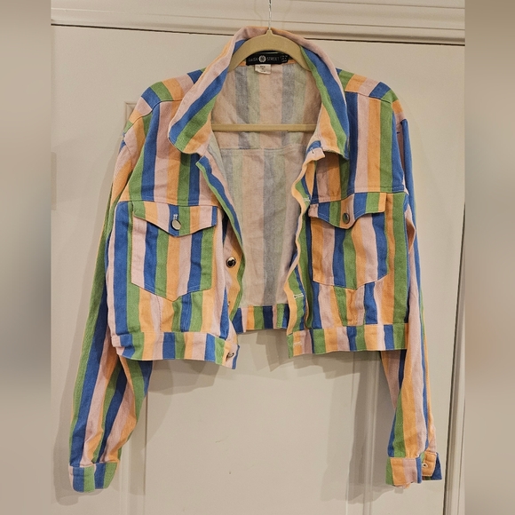 Daisy Street Jackets & Blazers - Daisy Street Striped Crop Jacket